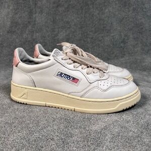 Autry Medalist Low Sneakers White Leather Pink Accents Women's EU 38 US 8